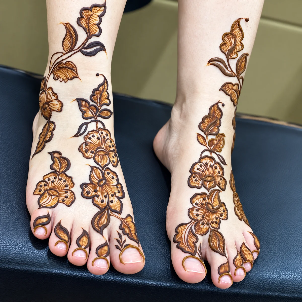 Bridal feet henna created at Al Mazaya Women Salon